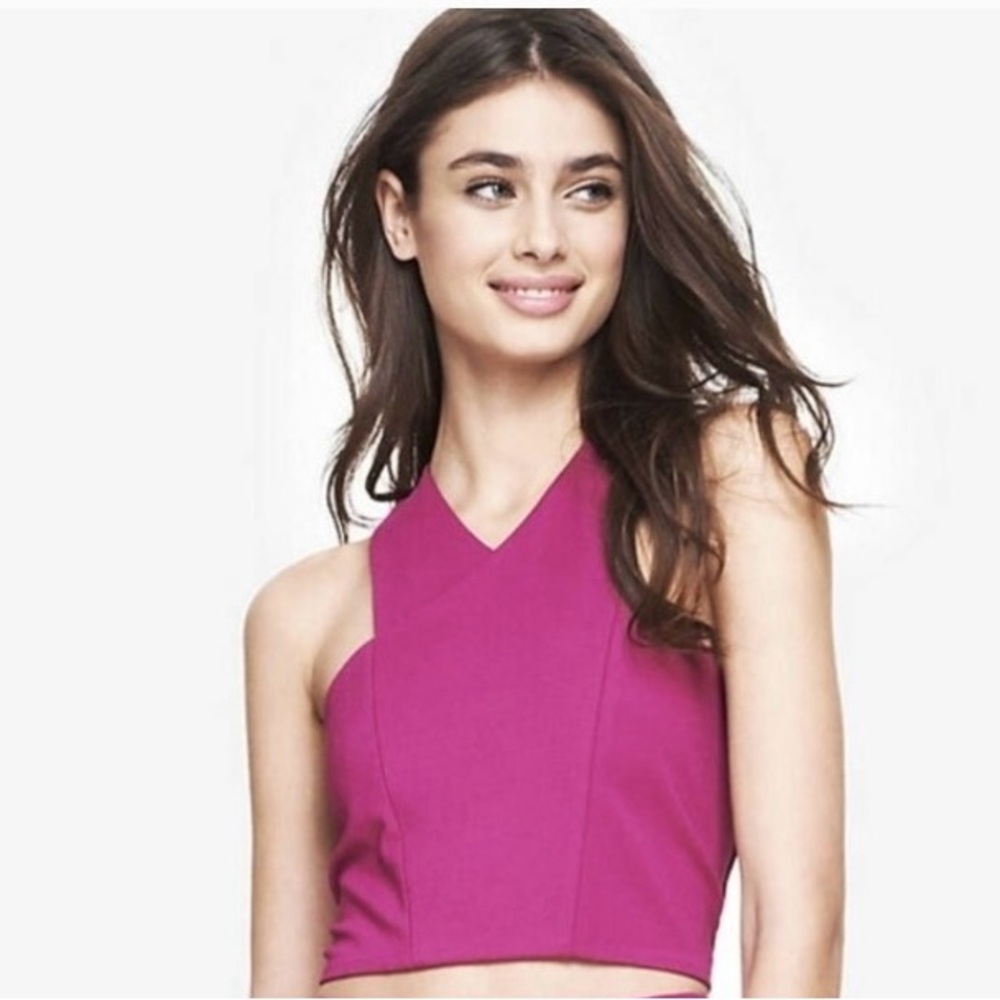 Express Hot Pink Cross Front Crop Top Size S